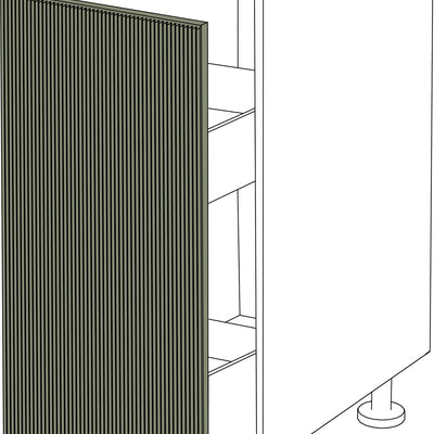 Ausziehbarer Unterschrank mit hellgrüner, linierter IKEA Metod Front in Holz Fein Optik, 20x80 cm. - NovaFronten - Küchen Fronten - Liniert - Holz Fein - Unterschrank ausziehbar