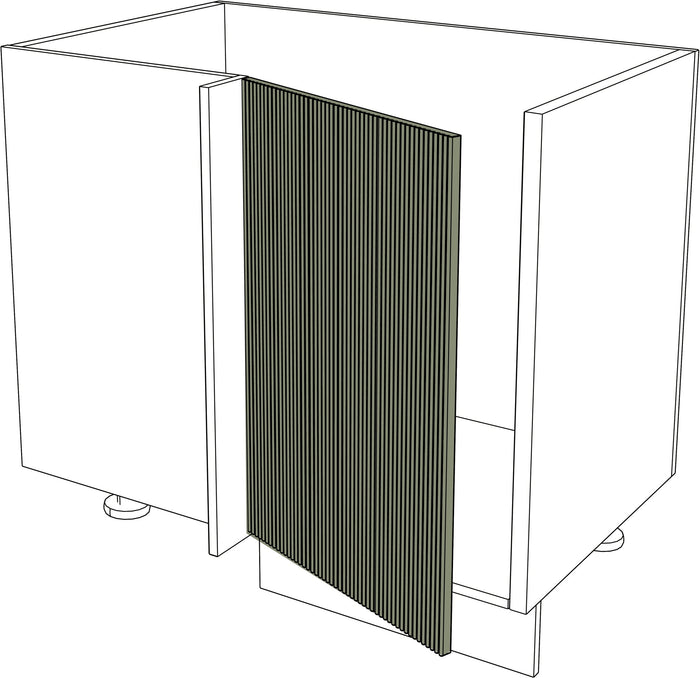 IKEA Metod Küchenfront Ecktür links, linierte Holz-Optik, 45x80 cm, dunkelgrün. - NovaFronten - Küchen Fronten - Liniert - Holz Fein - Ecktüren (links)