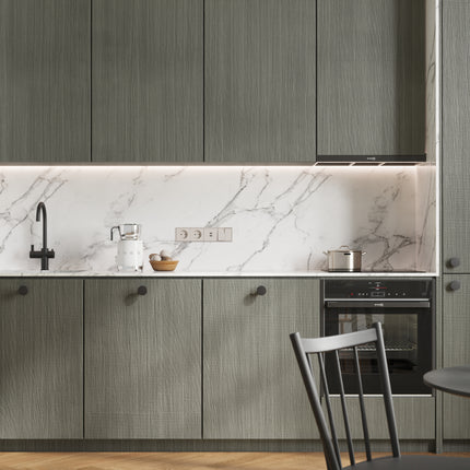 IKEA Metod Küchenfronten in Grauholz mit schlichter, rustikaler Holzstruktur und modernen Griffen. - NovaFronten - Küchen Fronten Konfigurator - Standard - Holz Rustikal