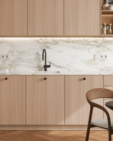 IKEA Metod Küchenfronten in natürlicher Eiche mit schwarzem Griff, rustikale Holzoptik. - NovaFronten - Küchen Fronten Konfigurator - Standard - Holz Rustikal