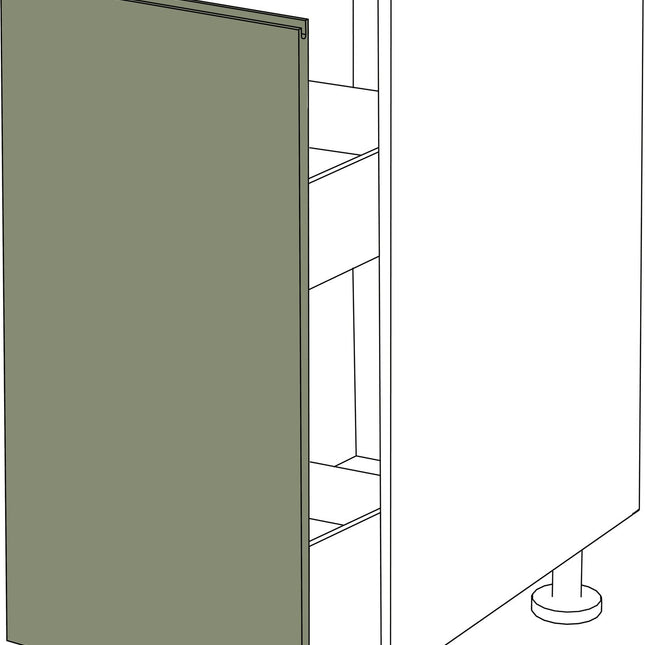 Ausziehbarer IKEA Metod Unterschrank mit modernen Fronten in Holzfeinoptik, grün, 20 x 80 cm. - NovaFronten - Küchen Fronten - Modern - Holz Fein - Unterschrank ausziehbar
