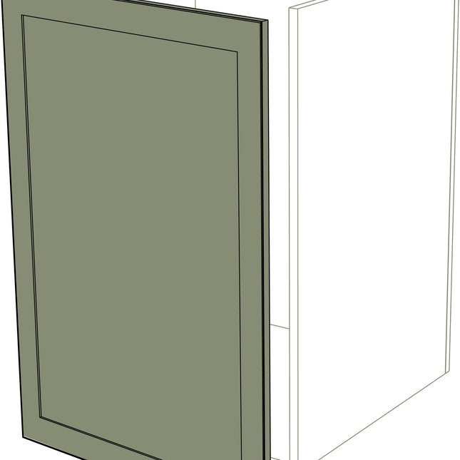 Mattgrüne IKEA Metod Küchenfront mit Rahmen und 3 cm linker Erweiterung, Tür 30 x 43 cm. - NovaFronten - Küchen Fronten - Rahmen (normal) - Matt - Türen + 3 cm Erweiterung (links)
