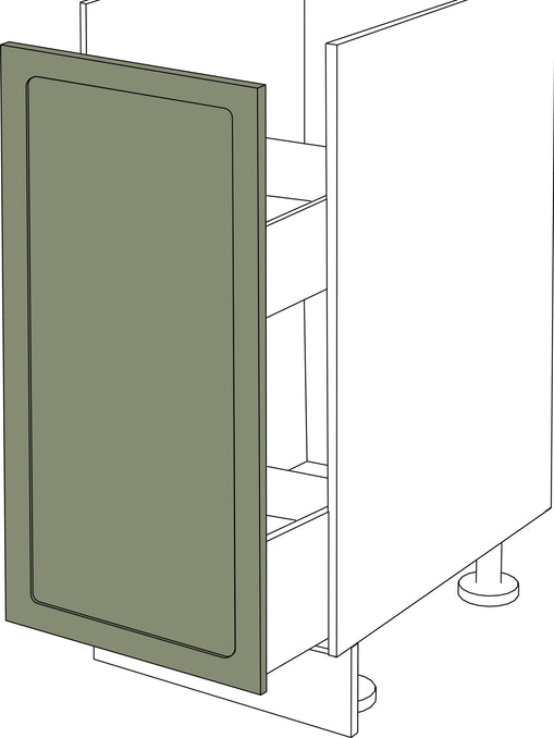 Mattgrüne IKEA Metod Küchenfront mit ovalem Rahmen, passend für ausziehbaren Unterschrank. - NovaFronten - Küchen Fronten - Rahmen (oval) - Matt - Unterschrank ausziehbar
