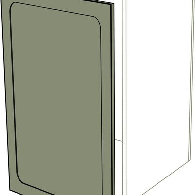 Mattgraue IKEA Metod Küchenfront mit ovalem Rahmen und 3 cm Türerweiterung links. - NovaFronten - Küchen Fronten - Rahmen (oval) - Matt - Tür Erweiterungen + 3 cm (links)