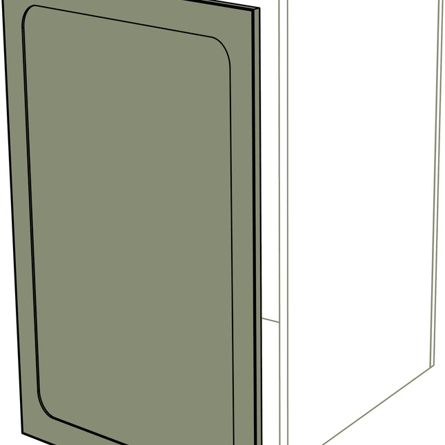 Mattgraue IKEA Metod Küchenfront mit ovalem Rahmen und 3 cm Türerweiterung links. - NovaFronten - Küchen Fronten - Rahmen (oval) - Matt - Tür Erweiterungen + 3 cm (links)