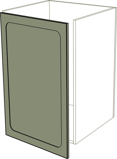 Mattgraue IKEA Metod Küchenfront mit ovalem Rahmen und 3 cm Türerweiterung links. - NovaFronten - Küchen Fronten - Rahmen (oval) - Matt - Tür Erweiterungen + 3 cm (links)