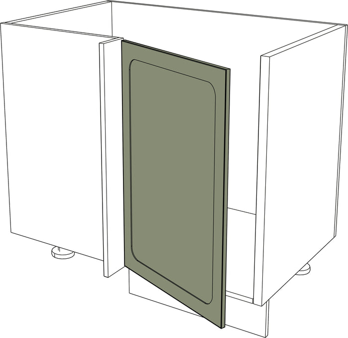 Mattgrüne IKEA Metod Küchenfront mit ovalem Rahmen, Ecktür links, 45x80 cm. - NovaFronten - Küchen Fronten - Rahmen (oval) - Matt - Ecktüren (links)