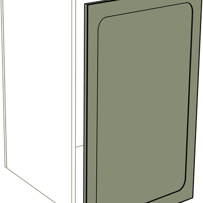 Mattgrüne IKEA Metod Fronten Küchenrahmen-Tür mit ovalem Design, 3 cm Erweiterung rechts. - NovaFronten - Küchen Fronten - Rahmen (oval) - Matt - Tür Erweiterungen + 3 cm (rechts)