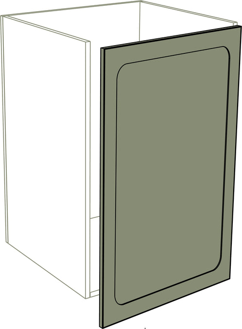 Mattgrüne IKEA Metod Fronten Küchenrahmen-Tür mit ovalem Design, 3 cm Erweiterung rechts. - NovaFronten - Küchen Fronten - Rahmen (oval) - Matt - Tür Erweiterungen + 3 cm (rechts)