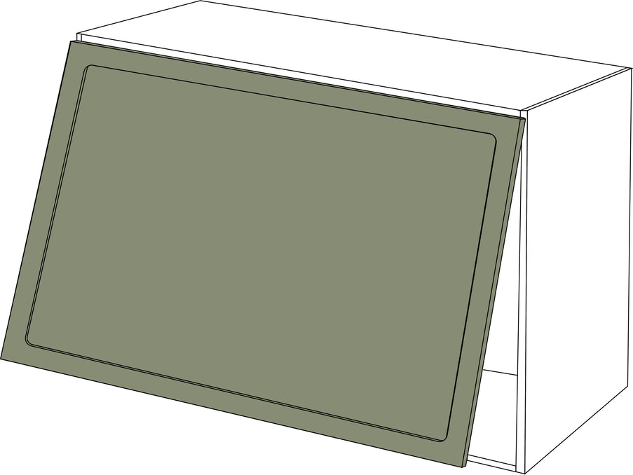 Mattgrüne IKEA Metod Küchenfront mit ovalem Rahmen, waagerechte Tür, 80x40 cm. - NovaFronten - Küchen Fronten - Rahmen (oval) - Matt - Waagerechte Türen