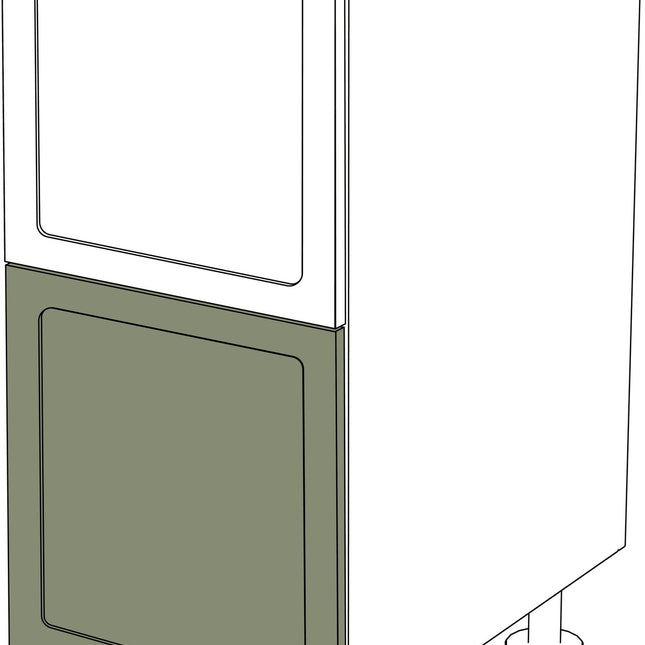 Kücheckschrank mit IKEA Metod Fronten, mattgrün, rahmenförmig oval, Schubladenfront. - NovaFronten - Küchen Fronten - Rahmen (oval) - Matt - Schubladen